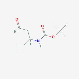 molecular formula C12H21NO3 B13578466 tert-butylN-(1-cyclobutyl-3-oxopropyl)carbamate 