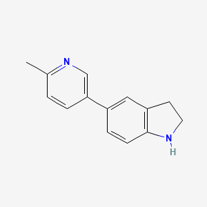 molecular formula C14H14N2 B13578563 5-(6-Methylpyridin-3-yl)indoline 