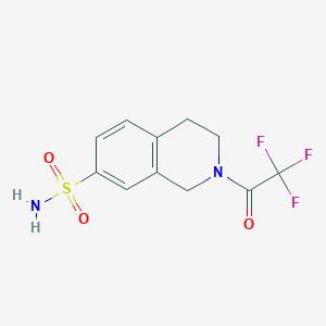 molecular formula C11H11F3N2O3S B13578616 2-(Trifluoroacetyl)-1,2,3,4-tetrahydroisoquinoline-7-sulfonamide 