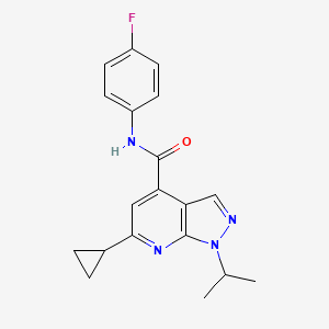 6-cyclopropyl-N-(4-fluorophenyl)-1-(propan-2-yl)-1H-pyrazolo[3,4-b]pyridine-4-carboxamide