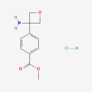 molecular formula C11H14ClNO3 B13578733 Methyl4-(3-aminooxetan-3-yl)benzoatehydrochloride 