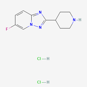 molecular formula C11H15Cl2FN4 B13578739 4-{6-Fluoro-[1,2,4]triazolo[1,5-a]pyridin-2-yl}piperidinedihydrochloride 