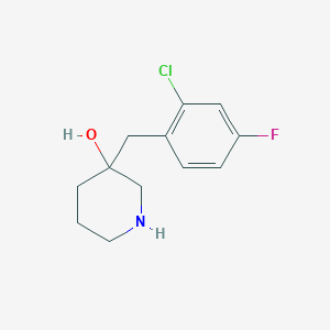 molecular formula C12H15ClFNO B13578762 3-(2-Chloro-4-fluorobenzyl)piperidin-3-ol 