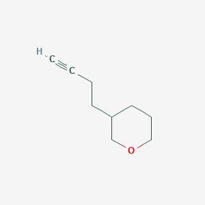 molecular formula C9H14O B13578789 3-(But-3-yn-1-yl)oxane 