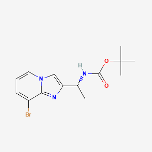 molecular formula C14H18BrN3O2 B13578802 tert-butylN-[(1R)-1-{8-bromoimidazo[1,2-a]pyridin-2-yl}ethyl]carbamate 