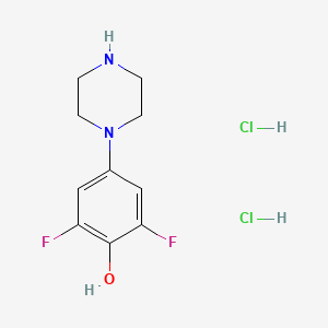 molecular formula C10H14Cl2F2N2O B13578827 2,6-Difluoro-4-(piperazin-1-yl)phenoldihydrochloride 