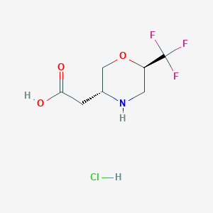 molecular formula C7H11ClF3NO3 B13578835 rac-2-[(3R,6R)-6-(trifluoromethyl)morpholin-3-yl]aceticacidhydrochloride 