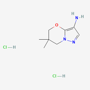 6,6-dimethyl-5H,6H,7H-pyrazolo[3,2-b][1,3]oxazin-3-aminedihydrochloride