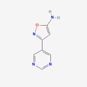 molecular formula C7H6N4O B13578959 5-Amino-3-(5-pyrimidinyl)isoxazole 