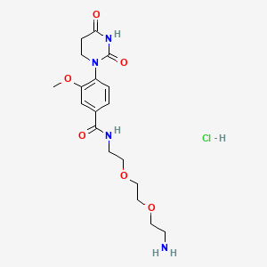 molecular formula C18H27ClN4O6 B13578975 N-{2-[2-(2-aminoethoxy)ethoxy]ethyl}-4-(2,4-dioxo-1,3-diazinan-1-yl)-3-methoxybenzamide hydrochloride 