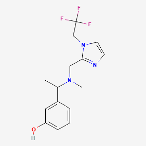 molecular formula C15H18F3N3O B13578980 3-{1-[methyl({[1-(2,2,2-trifluoroethyl)-1H-imidazol-2-yl]methyl})amino]ethyl}phenol 