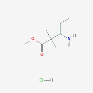 molecular formula C8H18ClNO2 B13579029 Methyl3-amino-2,2-dimethylpentanoatehydrochloride 