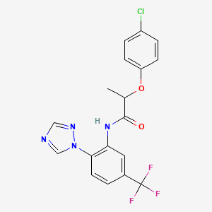 molecular formula C18H14ClF3N4O2 B13579077 2-(4-chlorophenoxy)-N-[2-(1H-1,2,4-triazol-1-yl)-5-(trifluoromethyl)phenyl]propanamide 