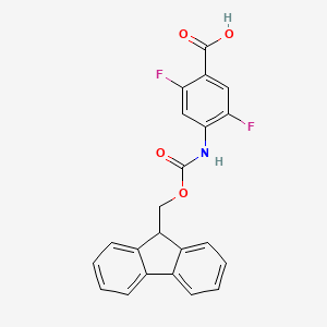 molecular formula C22H15F2NO4 B13579150 4-((((9H-Fluoren-9-yl)methoxy)carbonyl)amino)-2,5-difluorobenzoic acid 