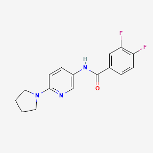 molecular formula C16H15F2N3O B13579157 3,4-Difluoro-N-[6-(pyrrolidin-1-YL)pyridin-3-YL]benzamide 