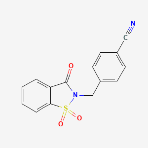 molecular formula C15H10N2O3S B13579160 4-[(1,1,3-Trioxo-2,3-dihydro-1lambda6,2-benzothiazol-2-yl)methyl]benzonitrile 