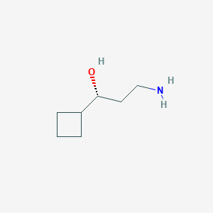 molecular formula C7H15NO B13579169 (1R)-3-amino-1-cyclobutylpropan-1-ol 