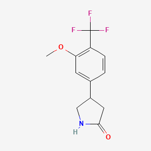 molecular formula C12H12F3NO2 B13579305 4-[3-Methoxy-4-(trifluoromethyl)phenyl]pyrrolidin-2-one 