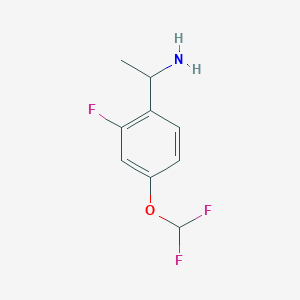 molecular formula C9H10F3NO B13579435 1-[4-(Difluoromethoxy)-2-fluorophenyl]ethanamine 