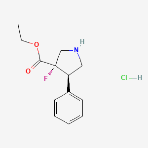 molecular formula C13H17ClFNO2 B13579520 rac-ethyl(3R,4S)-3-fluoro-4-phenylpyrrolidine-3-carboxylatehydrochloride 