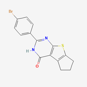 molecular formula C15H11BrN2OS B13579525 10-(4-Bromophenyl)-7-thia-9,11-diazatricyclo[6.4.0.0,2,6]dodeca-1(8),2(6),9-trien-12-one 