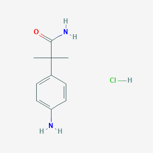 molecular formula C10H15ClN2O B13579560 2-(4-Aminophenyl)-2-methylpropanamidehydrochloride 