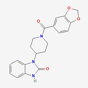 molecular formula C20H19N3O4 B13579648 1-(1-(benzo[d][1,3]dioxole-6-carbonyl)piperidin-4-yl)-1H-benzo[d]imidazol-2(3H)-one 