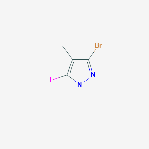 molecular formula C5H6BrIN2 B13579672 3-bromo-5-iodo-1,4-dimethyl-1H-pyrazole 