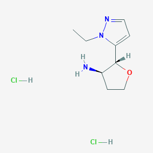 molecular formula C9H17Cl2N3O B13579689 Rac-(2r,3r)-2-(1-ethyl-1h-pyrazol-5-yl)oxolan-3-amine dihydrochloride 