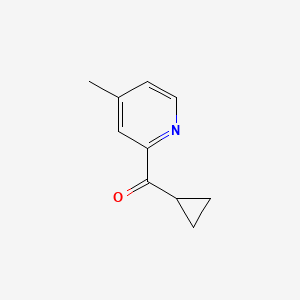 molecular formula C10H11NO B13579778 2-Cyclopropanecarbonyl-4-methylpyridine 