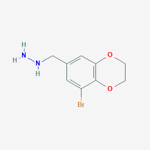 molecular formula C9H11BrN2O2 B13579802 ((8-Bromo-2,3-dihydrobenzo[b][1,4]dioxin-6-yl)methyl)hydrazine 