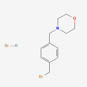 molecular formula C12H17Br2NO B13580096 4-{[4-(Bromomethyl)phenyl]methyl}morpholinehydrobromide 