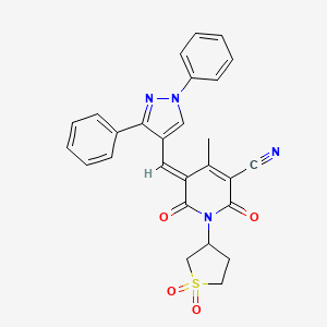 (5E)-1-(1,1-dioxidotetrahydrothiophen-3-yl)-5-[(1,3-diphenyl-1H-pyrazol-4-yl)methylidene]-4-methyl-2,6-dioxo-1,2,5,6-tetrahydropyridine-3-carbonitrile