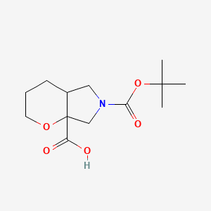 molecular formula C13H21NO5 B13580153 6-(tert-Butoxycarbonyl)hexahydropyrano[2,3-c]pyrrole-7a(2H)-carboxylic acid 