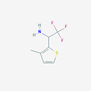 molecular formula C7H8F3NS B13580283 2,2,2-Trifluoro-1-(3-methylthiophen-2-yl)ethan-1-amine 