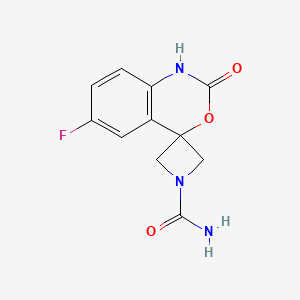 molecular formula C11H10FN3O3 B13580413 6'-Fluoro-2'-oxo-1',2'-dihydrospiro[azetidine-3,4'-[3,1]benzoxazine]-1-carboxamide 