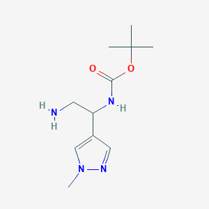 molecular formula C11H20N4O2 B13580446 Tert-butyl (2-amino-1-(1-methyl-1h-pyrazol-4-yl)ethyl)carbamate 