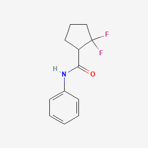 molecular formula C12H13F2NO B13580504 2,2-difluoro-N-phenylcyclopentane-1-carboxamide 