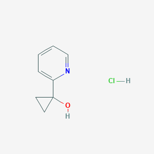 molecular formula C8H10ClNO B13580774 1-(Pyridin-2-yl)cyclopropan-1-olhydrochloride 