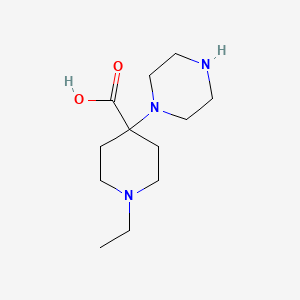 molecular formula C12H23N3O2 B13580852 1-Ethyl-4-(piperazin-1-yl)piperidine-4-carboxylic acid 