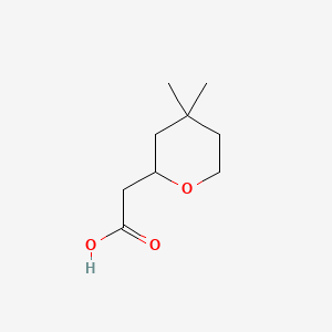 molecular formula C9H16O3 B13580926 2-(4,4-Dimethyloxan-2-yl)aceticacid 