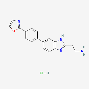 molecular formula C18H17ClN4O B13581159 2-{5-[4-(1,3-oxazol-2-yl)phenyl]-1H-1,3-benzodiazol-2-yl}ethan-1-aminehydrochloride 