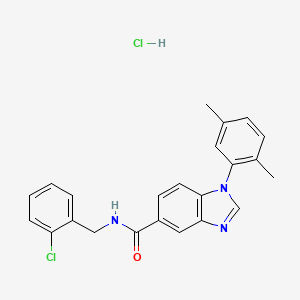 molecular formula C23H21Cl2N3O B13581285 N-[(2-chlorophenyl)methyl]-1-(2,5-dimethylphenyl)-1H-1,3-benzodiazole-5-carboxamidehydrochloride 