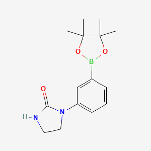 molecular formula C15H21BN2O3 B13581369 1-[3-(4,4,5,5-Tetramethyl-1,3,2-dioxaborolan-2-yl)phenyl]imidazolidin-2-one 