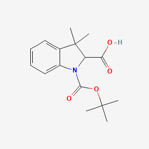 molecular formula C16H21NO4 B13581386 1-(Tert-butoxycarbonyl)-3,3-dimethylindoline-2-carboxylic acid 