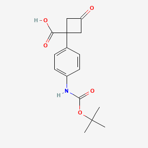 1-(4-((tert-Butoxycarbonyl)amino)phenyl)-3-oxocyclobutane-1-carboxylic acid