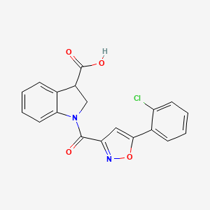 1-[5-(2-chlorophenyl)-1,2-oxazole-3-carbonyl]-2,3-dihydro-1H-indole-3-carboxylicacid