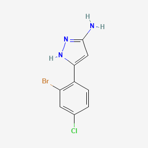 molecular formula C9H7BrClN3 B13582306 5-(2-Bromo-4-chlorophenyl)-1h-pyrazol-3-amine 