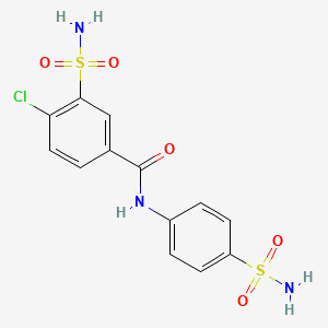 molecular formula C13H12ClN3O5S2 B13582338 4-chloro-3-sulfamoyl-N-(4-sulfamoylphenyl)benzamide 