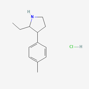 molecular formula C13H20ClN B13582702 2-ethyl-3-(4-methylphenyl)pyrrolidinehydrochloride,Mixtureofdiastereomers 